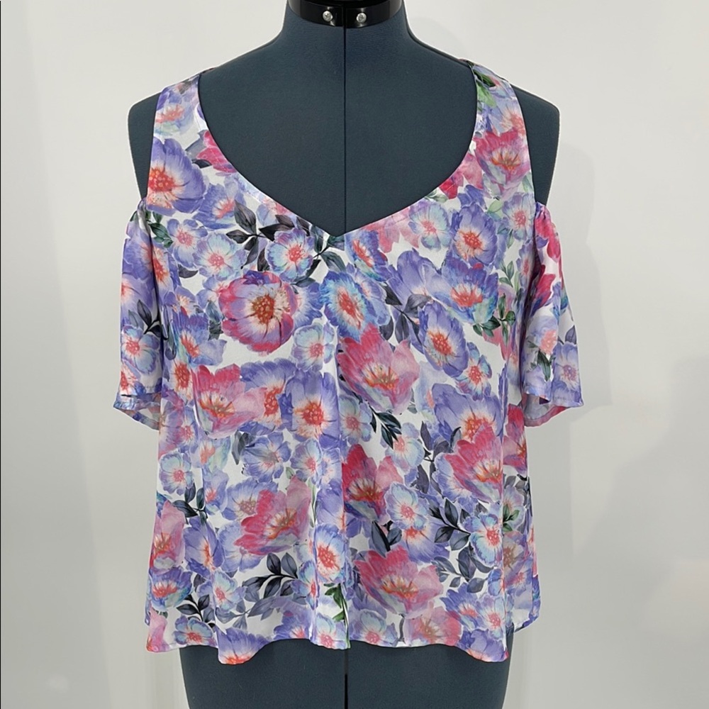 SHOW ME YOUR MUMU WOMENS SIZE S Floral Women's Cold Shoulder Top